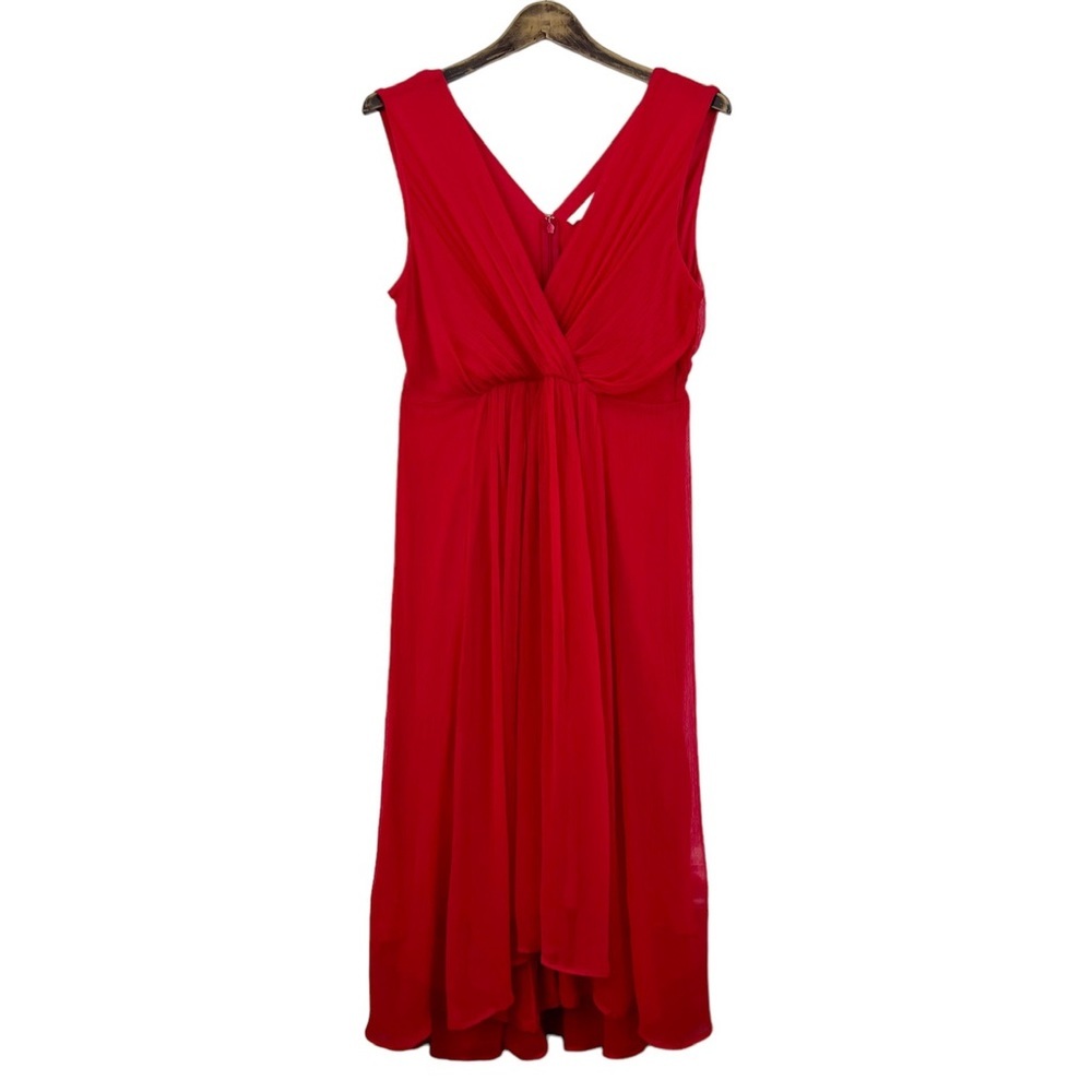 Soft Surroundings Charmonte Sleeveless Chiffon Dress Vibrant Red Size 4 Petite